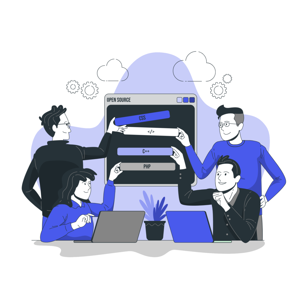 Ilustración de desarrollo de software