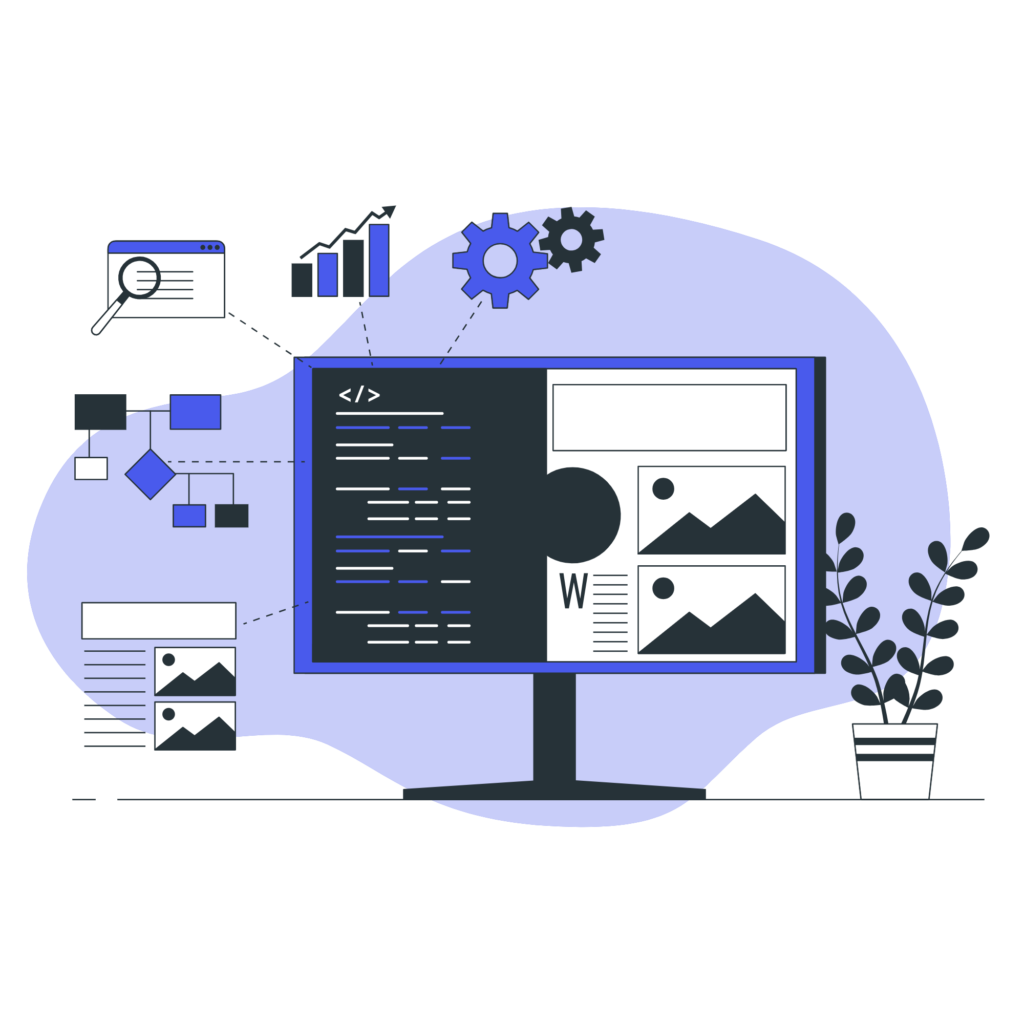 Ilustración de desarrollo de software